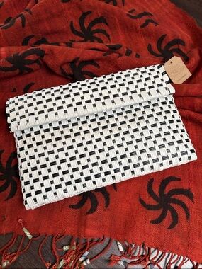 Maria Victoria Black and White Recycled Plastic Clutch
